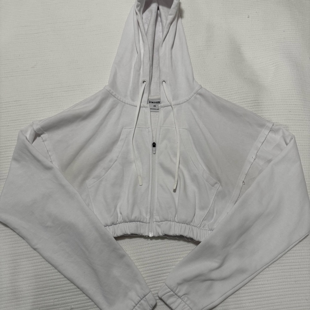 Gymshark White Crop Top Hoodie